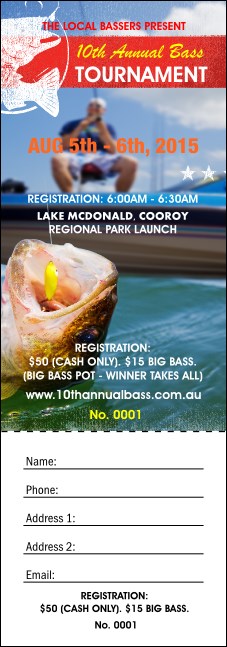 Bass Fishing Tournament Raffle Ticket Product Front