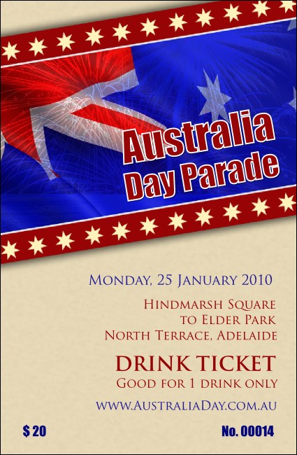 Australia Day Drink Ticket Product Front