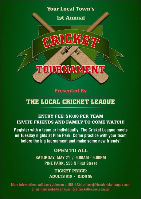 Cricket Tournament Postcard Product Front