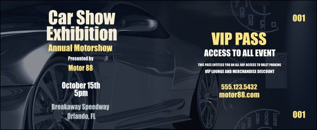 Car Show Speed Dial VIP Pass Product Front