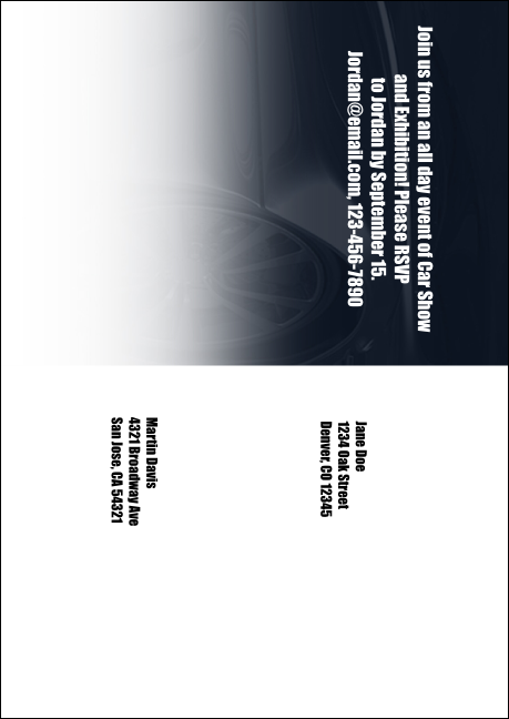 Car Show Speed Dial Postcard Product Back