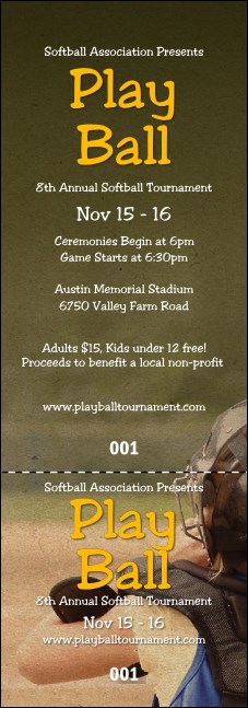 Youth Softball Event Ticket Product Front