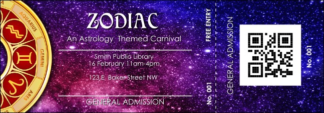 Astrology QR Event Ticket Product Front